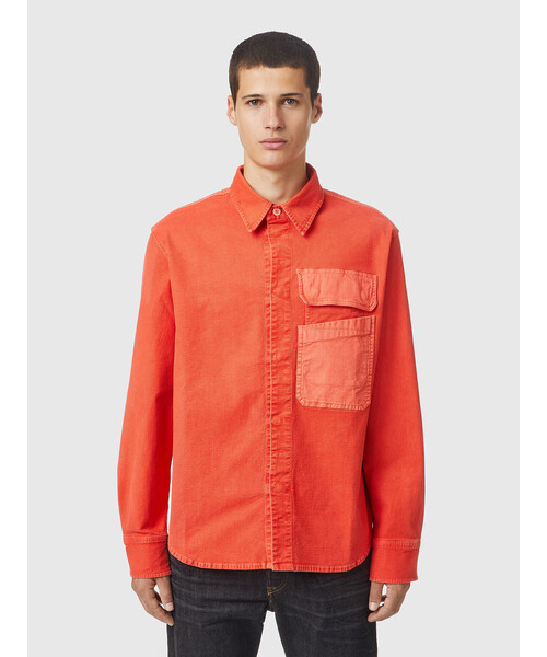 DIESEL(ディーゼル)の「メンズ シャツ オーバーシャツ ワークテイスト ジョグジーンズ(シャツ/ブラウス・メンズ・ネイビー/ミント/オレンジ・MEDIUM/X-LARGE/SMALL/LARGE)」の1枚目の写真