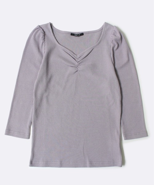 one way(ワンウェイ)の「【oneway】スクエアハート7分そでテレコトップス(Tシャツ/カットソー・レディース・ホワイト/ライトグリーン/ブラック/パープル・FREE)」の4枚目の写真
