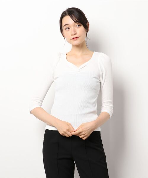 one way(ワンウェイ)の「【oneway】スクエアハート7分そでテレコトップス(Tシャツ/カットソー・レディース・ホワイト/ライトグリーン/ブラック/パープル・FREE)」の13枚目の写真