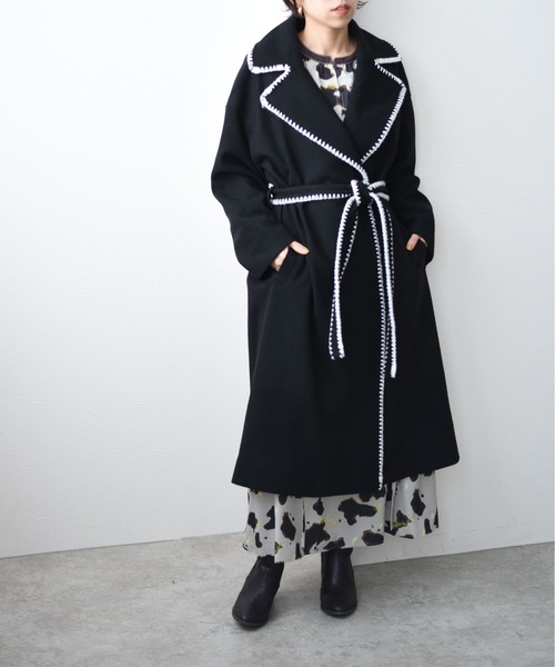 Eimee Law(エイミーロウ)の「三角エジングメルトンコート(その他アウター・レディース・ブラック/アイボリー/ミント/キャメル・38)」の21枚目の写真