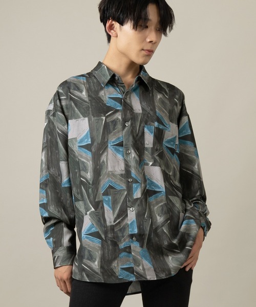 SlashDate（スラッシュデイト）の「ナチュラルストレッチ総柄プリントとろみシャツ（シャツ/ブラウス・メンズ・ブラック/ブラウン/グレー/ブルー/ブラック系その他/ブラウン系その他・M/L）」の18枚目の写真