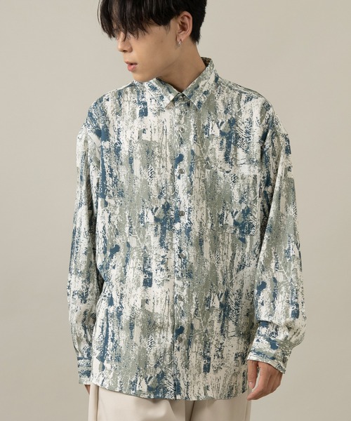 SlashDate（スラッシュデイト）の「ナチュラルストレッチ総柄プリントとろみシャツ（シャツ/ブラウス・メンズ・ブラック/ブラウン/グレー/ブルー/ブラック系その他/ブラウン系その他・M/L）」の12枚目の写真