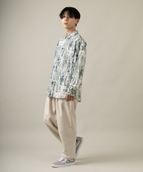 SlashDate（スラッシュデイト）の「ナチュラルストレッチ総柄プリントとろみシャツ（シャツ/ブラウス・メンズ・ブラック/ブラウン/グレー/ブルー/ブラック系その他/ブラウン系その他・M/L）」の8枚目の写真