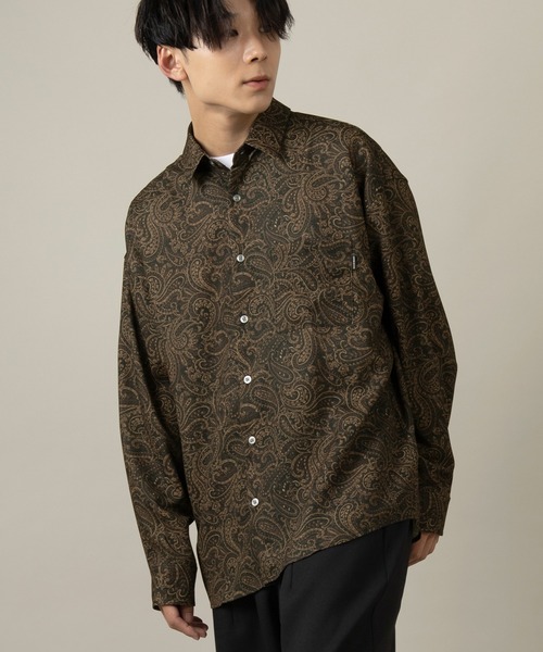 SlashDate（スラッシュデイト）の「ナチュラルストレッチ総柄プリントとろみシャツ（シャツ/ブラウス・メンズ・ブラック/ブラウン/グレー/ブルー/ブラック系その他/ブラウン系その他・M/L）」の10枚目の写真