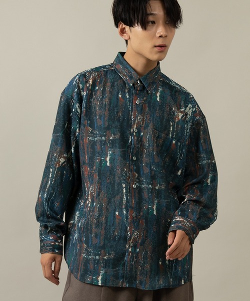 SlashDate（スラッシュデイト）の「ナチュラルストレッチ総柄プリントとろみシャツ（シャツ/ブラウス・メンズ・ブラック/ブラウン/グレー/ブルー/ブラック系その他/ブラウン系その他・M/L）」の21枚目の写真