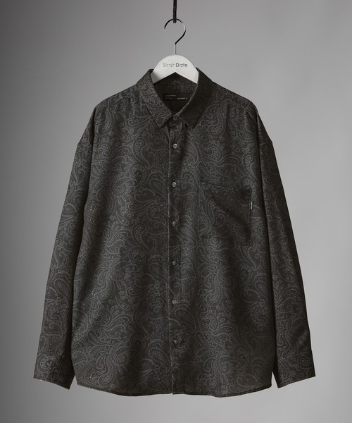 SlashDate（スラッシュデイト）の「ナチュラルストレッチ総柄プリントとろみシャツ（シャツ/ブラウス・メンズ・ブラック/ブラウン/グレー/ブルー/ブラック系その他/ブラウン系その他・M/L）」の9枚目の写真