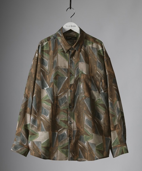 SlashDate（スラッシュデイト）の「ナチュラルストレッチ総柄プリントとろみシャツ（シャツ/ブラウス・メンズ・ブラック/ブラウン/グレー/ブルー/ブラック系その他/ブラウン系その他・M/L）」の14枚目の写真