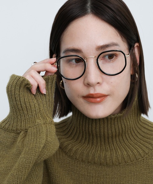 select MOCA(セレクトモカ)の「クラシッククリアレンズメガネ(メガネ・レディース・ブラック/ベージュ・FREE)」の2枚目の写真