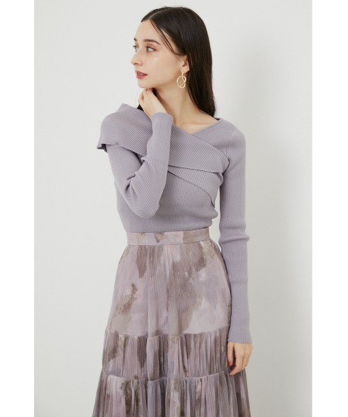 rienda（リエンダ）の「アシンメトリーニットトップス（ニット/セーター・レディース・ブラック/パープル/ブラウン/アイボリー・FREE）」の4枚目の写真