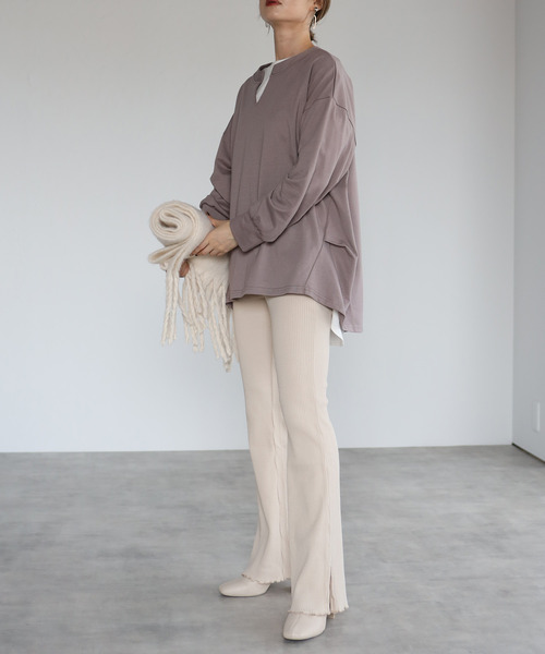 amini(アミニ)の「【2021-2022 A/W】キーネック裾タックプルオーバー(Tシャツ/カットソー・レディース・ブラック/ベージュ/パープル/ブラウン・MEDIUM)」の12枚目の写真