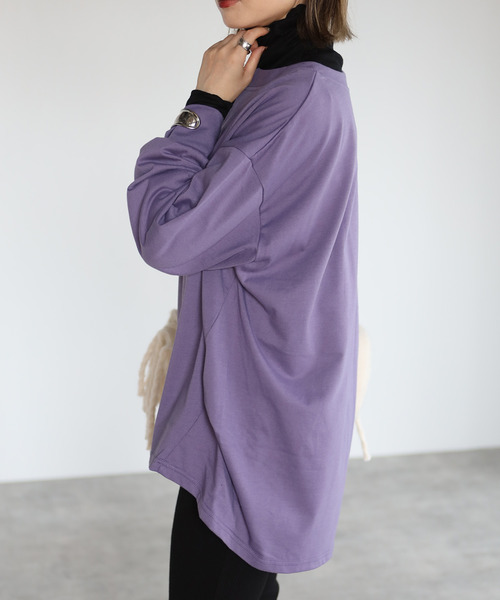 amini(アミニ)の「【2021-2022 A/W】キーネック裾タックプルオーバー(Tシャツ/カットソー・レディース・ブラック/ベージュ/パープル/ブラウン・MEDIUM)」の7枚目の写真