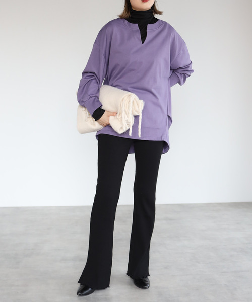amini(アミニ)の「【2021-2022 A/W】キーネック裾タックプルオーバー(Tシャツ/カットソー・レディース・ブラック/ベージュ/パープル/ブラウン・MEDIUM)」の22枚目の写真