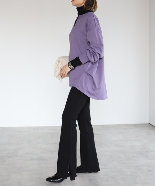 amini(アミニ)の「【2021-2022 A/W】キーネック裾タックプルオーバー(Tシャツ/カットソー・レディース・ブラック/ベージュ/パープル/ブラウン・MEDIUM)」の13枚目の写真