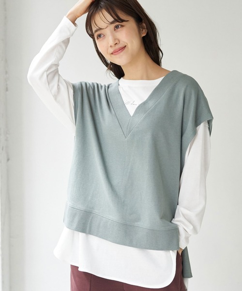 earth music&ecology（アースミュージックアンドエコロジー）の「スウェットベスト　＊（ベスト・レディース・ブラック/ブラウン/ミント/ホワイト系その他2・FREE）」の4枚目の写真