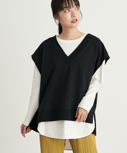 earth music&ecology（アースミュージックアンドエコロジー）の「スウェットベスト　＊（ベスト・レディース・ブラック/ブラウン/ミント/ホワイト系その他2・FREE）」の2枚目の写真