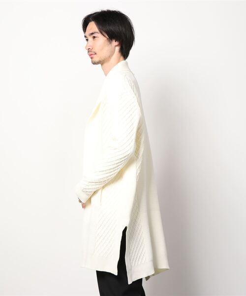 AKM Contemporary（エイケイエムコンテンポラリー）の「直営・WEB別注 AKM Contemporary(エイケイエムコンテンポラリー)ワッフル編みロングニットカーディガン（カーディガン/ボレロ・メンズ・ベージュ/サックスブルー/ネイビー/ブラック/オフホワイト/ライトグレー・M/S/L）」の7枚目の写真