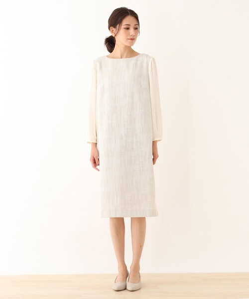 SHOO・LA・RUE(シューラルー)の「【S-3L】クラッシーツイード切り替えワンピース(ワンピース・レディース・ベージュ系その他4/ネイビー系7・01/02/03/04/05)」の11枚目の写真