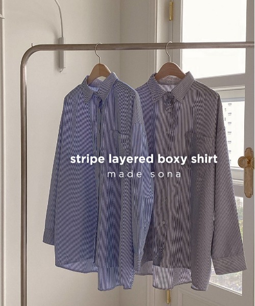 SONA（ソナ）の「SONYUNARA ストライプルーズフィットシャツ（シャツ/ブラウス・レディース・ブルー/ネイビー・FREE）」の20枚目の写真