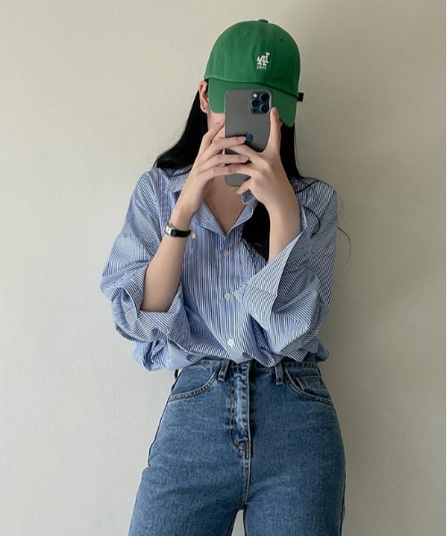 SONA（ソナ）の「SONYUNARA ストライプルーズフィットシャツ（シャツ/ブラウス・レディース・ブルー/ネイビー・FREE）」の11枚目の写真