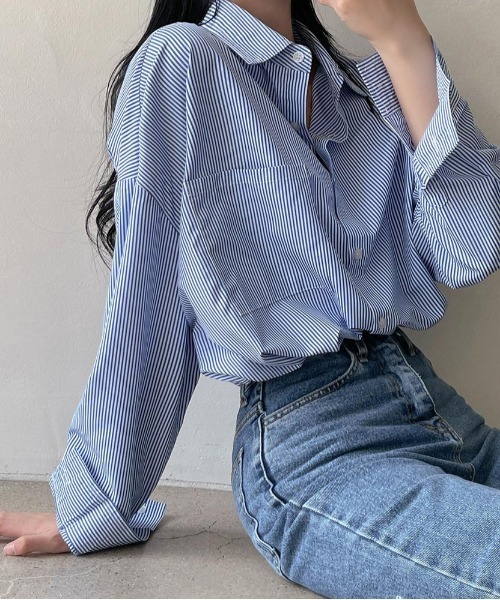 SONA（ソナ）の「SONYUNARA ストライプルーズフィットシャツ（シャツ/ブラウス・レディース・ブルー/ネイビー・FREE）」の17枚目の写真
