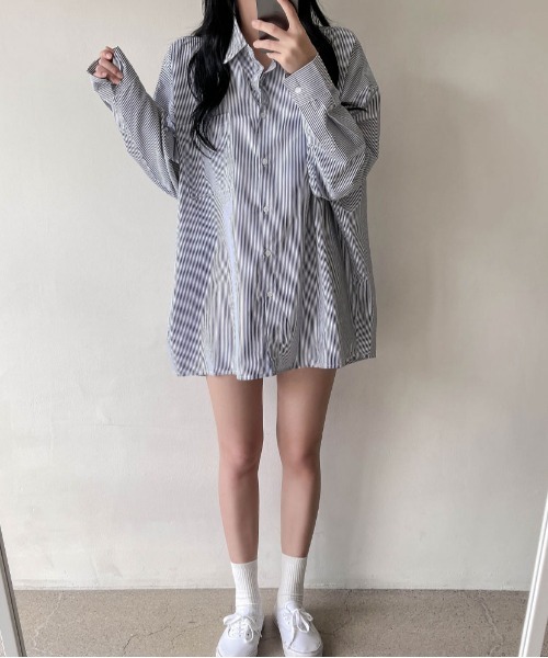 SONA（ソナ）の「SONYUNARA ストライプルーズフィットシャツ（シャツ/ブラウス・レディース・ブルー/ネイビー・FREE）」の18枚目の写真