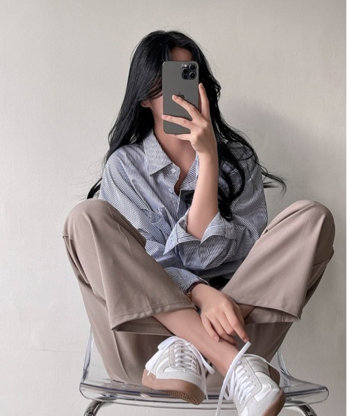 SONA（ソナ）の「SONYUNARA ストライプルーズフィットシャツ（シャツ/ブラウス・レディース・ブルー/ネイビー・FREE）」の19枚目の写真