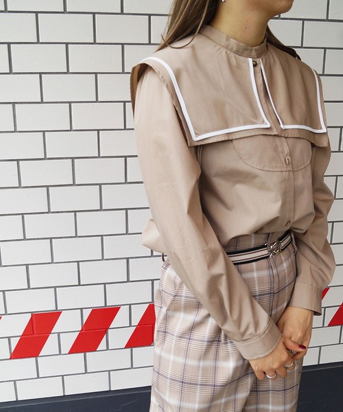 179/WG(イチナナキュウダブルジー)の「パイピングビッグカラーブラウス(シャツ/ブラウス・レディース・ブラック系/ホワイト系/ベージュ/オフホワイト・MEDIUM)」の22枚目の写真