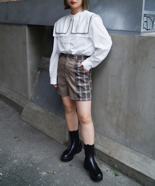 179/WG(イチナナキュウダブルジー)の「パイピングビッグカラーブラウス(シャツ/ブラウス・レディース・ブラック系/ホワイト系/ベージュ/オフホワイト・MEDIUM)」の10枚目の写真