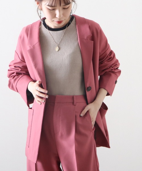 Cheek(チーク)の「ルーズジャケット(テーラードジャケット・レディース・ピンク/グリーン/ワイン・MEDIUM)」の1枚目の写真