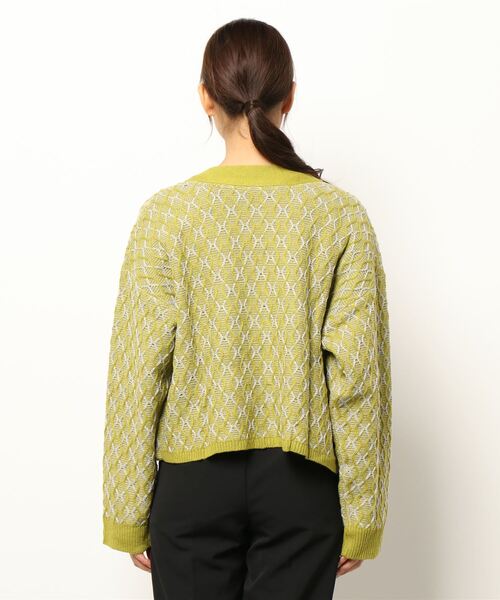 notch.（ノッチ）の「レトロ柄ショートカーデ（カーディガン/ボレロ・レディース・オフホワイト/エメラルド・M）」の4枚目の写真