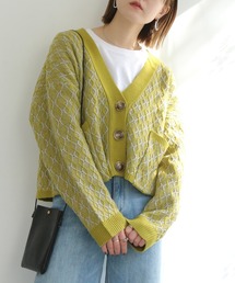 レトロ柄ショートカーデ