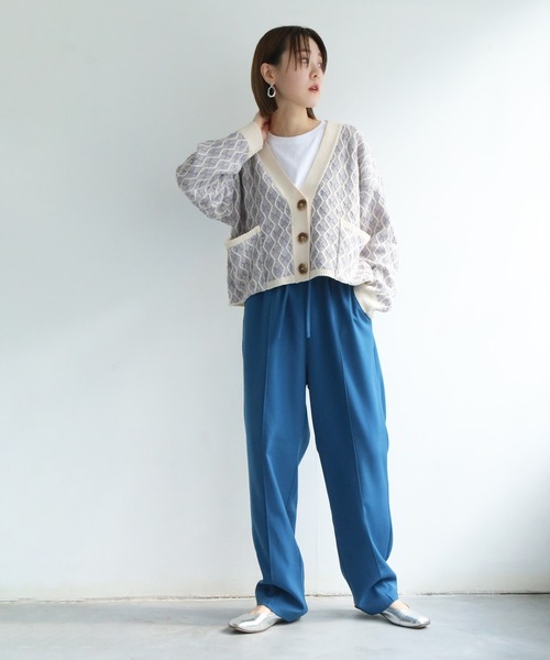 notch.（ノッチ）の「レトロ柄ショートカーデ（カーディガン/ボレロ・レディース・オフホワイト/エメラルド・M）」の11枚目の写真