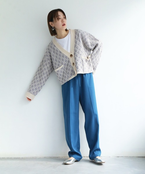 notch.（ノッチ）の「レトロ柄ショートカーデ（カーディガン/ボレロ・レディース・オフホワイト/エメラルド・M）」の14枚目の写真