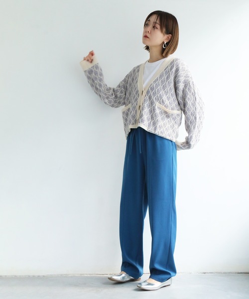 notch.（ノッチ）の「レトロ柄ショートカーデ（カーディガン/ボレロ・レディース・オフホワイト/エメラルド・M）」の12枚目の写真