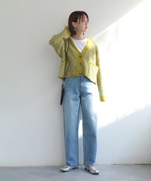 notch.（ノッチ）の「レトロ柄ショートカーデ（カーディガン/ボレロ・レディース・オフホワイト/エメラルド・M）」の17枚目の写真