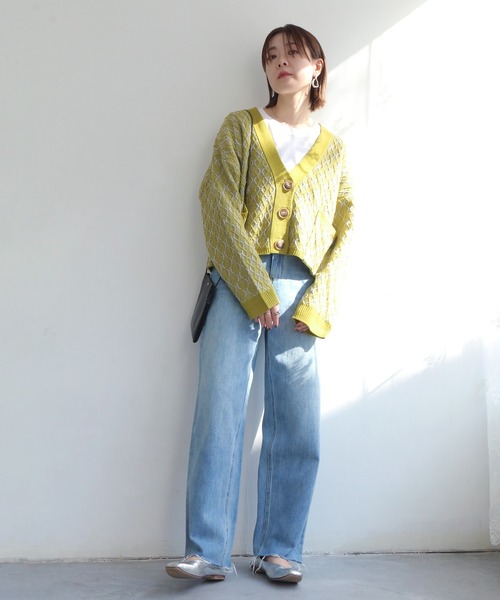 notch.（ノッチ）の「レトロ柄ショートカーデ（カーディガン/ボレロ・レディース・オフホワイト/エメラルド・M）」の19枚目の写真