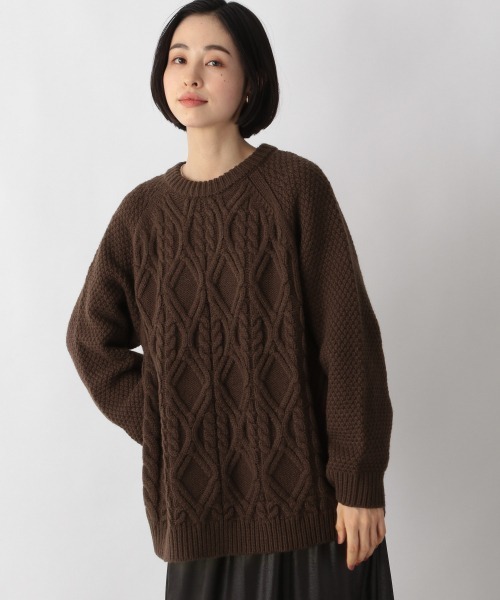 LOWRYS FARM（ローリーズファーム）の「ケーブルプルオーバーLS　239427（ニット/セーター・レディース・アイボリー/ブラック/ダークブラウン/オレンジ・FREE）」の3枚目の写真