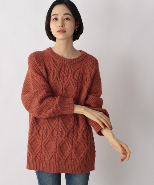 LOWRYS FARM（ローリーズファーム）の「ケーブルプルオーバーLS　239427（ニット/セーター・レディース・アイボリー/ブラック/ダークブラウン/オレンジ・FREE）」の4枚目の写真