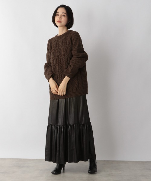 LOWRYS FARM（ローリーズファーム）の「ケーブルプルオーバーLS　239427（ニット/セーター・レディース・アイボリー/ブラック/ダークブラウン/オレンジ・FREE）」の11枚目の写真