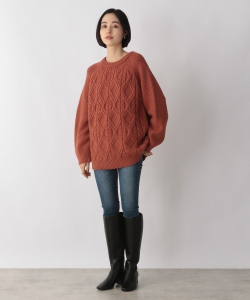 LOWRYS FARM（ローリーズファーム）の「ケーブルプルオーバーLS　239427（ニット/セーター・レディース・アイボリー/ブラック/ダークブラウン/オレンジ・FREE）」の10枚目の写真