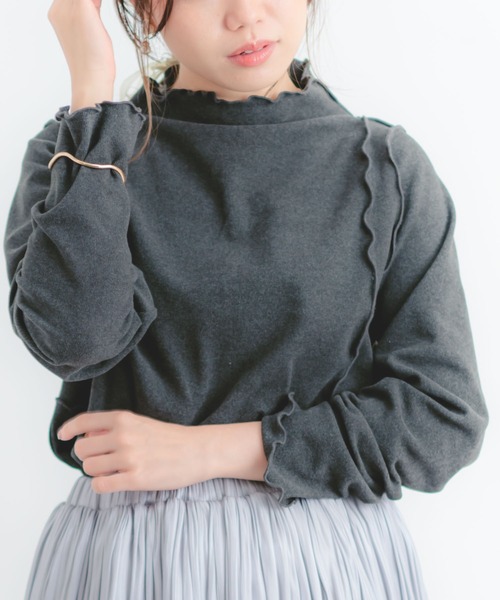 Wordtrobe（ワードトローブ）の「【wordtrobe】起毛フライスメロウインナー（Tシャツ/カットソー・レディース・ベージュ/ブラウン/チャコールグレー・FREE）」の2枚目の写真