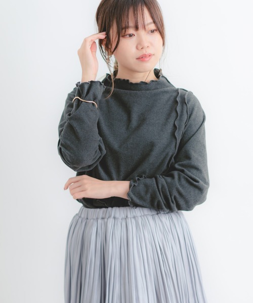 Wordtrobe（ワードトローブ）の「【wordtrobe】起毛フライスメロウインナー（Tシャツ/カットソー・レディース・ベージュ/ブラウン/チャコールグレー・FREE）」の9枚目の写真