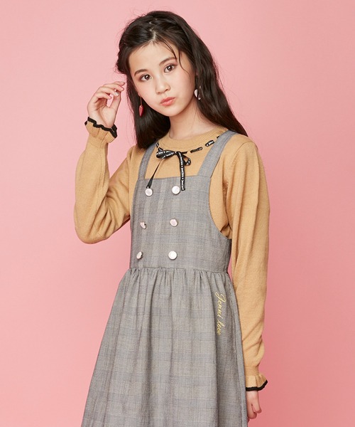 JENNI love(ジェニィラブ)の「ウォッシャブルロゴリボンニット(ニット/セーター・キッズ・ベージュ/オフホワイト/ミント・130cm/140cm/150cm/160cm)」の1枚目の写真