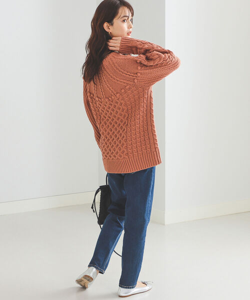 BEAMS HEART（ビームスハート）の「BEAMS HEART / 編地切り替え 求心柄ニットプルオーバー（ニット/セーター・レディース・ネイビー/ホワイト系その他5/レッド系その他2/レッド系その他・FREE）」の11枚目の写真