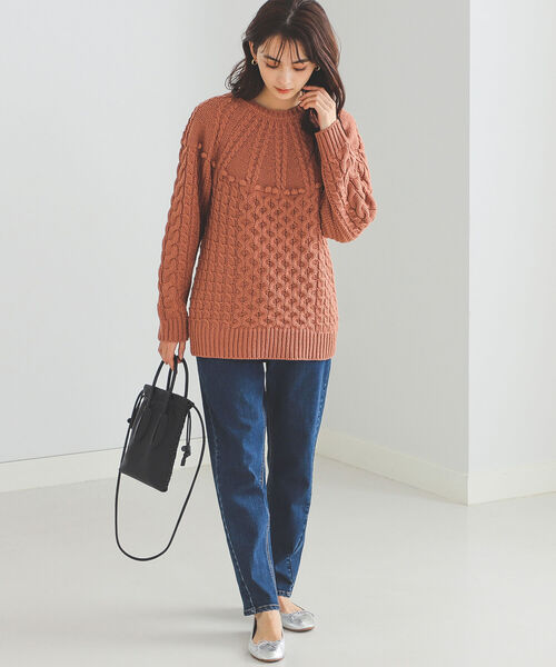 BEAMS HEART（ビームスハート）の「BEAMS HEART / 編地切り替え 求心柄ニットプルオーバー（ニット/セーター・レディース・ネイビー/ホワイト系その他5/レッド系その他2/レッド系その他・FREE）」の12枚目の写真