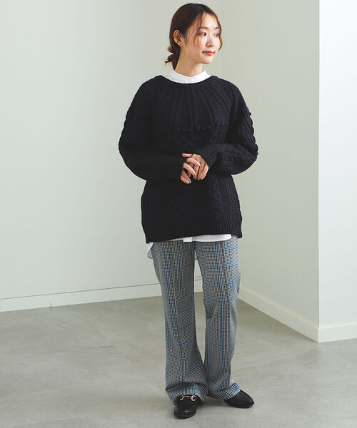 BEAMS HEART（ビームスハート）の「BEAMS HEART / 編地切り替え 求心柄ニットプルオーバー（ニット/セーター・レディース・ネイビー/ホワイト系その他5/レッド系その他2/レッド系その他・FREE）」の21枚目の写真