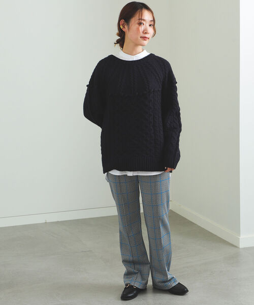 BEAMS HEART（ビームスハート）の「BEAMS HEART / 編地切り替え 求心柄ニットプルオーバー（ニット/セーター・レディース・ネイビー/ホワイト系その他5/レッド系その他2/レッド系その他・FREE）」の20枚目の写真