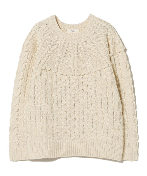 BEAMS HEART（ビームスハート）の「BEAMS HEART / 編地切り替え 求心柄ニットプルオーバー（ニット/セーター・レディース・ネイビー/ホワイト系その他5/レッド系その他2/レッド系その他・FREE）」の19枚目の写真