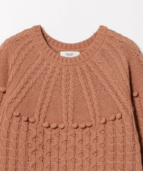 BEAMS HEART（ビームスハート）の「BEAMS HEART / 編地切り替え 求心柄ニットプルオーバー（ニット/セーター・レディース・ネイビー/ホワイト系その他5/レッド系その他2/レッド系その他・FREE）」の16枚目の写真