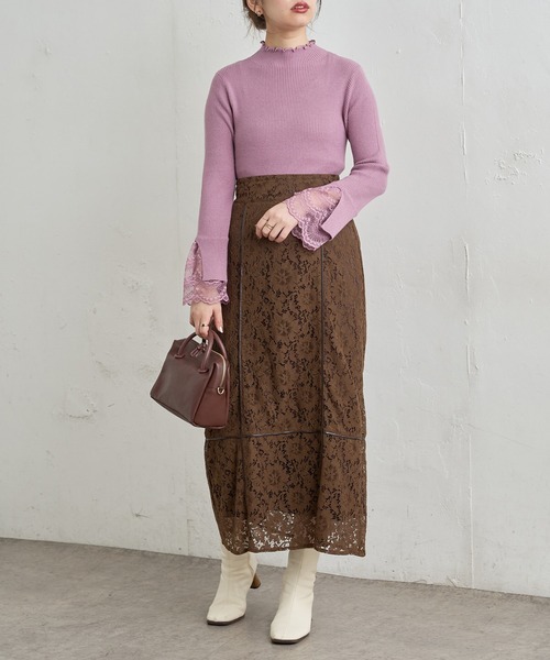 natural couture(ナチュラルクチュール)の「【大好評リバイバルアイテム】袖口レースもちもちリブタートル(ニット/セーター・レディース・アイボリー/ミント/サックスブルー/ブラック/ラベンダー/モカ・FREE)」の10枚目の写真